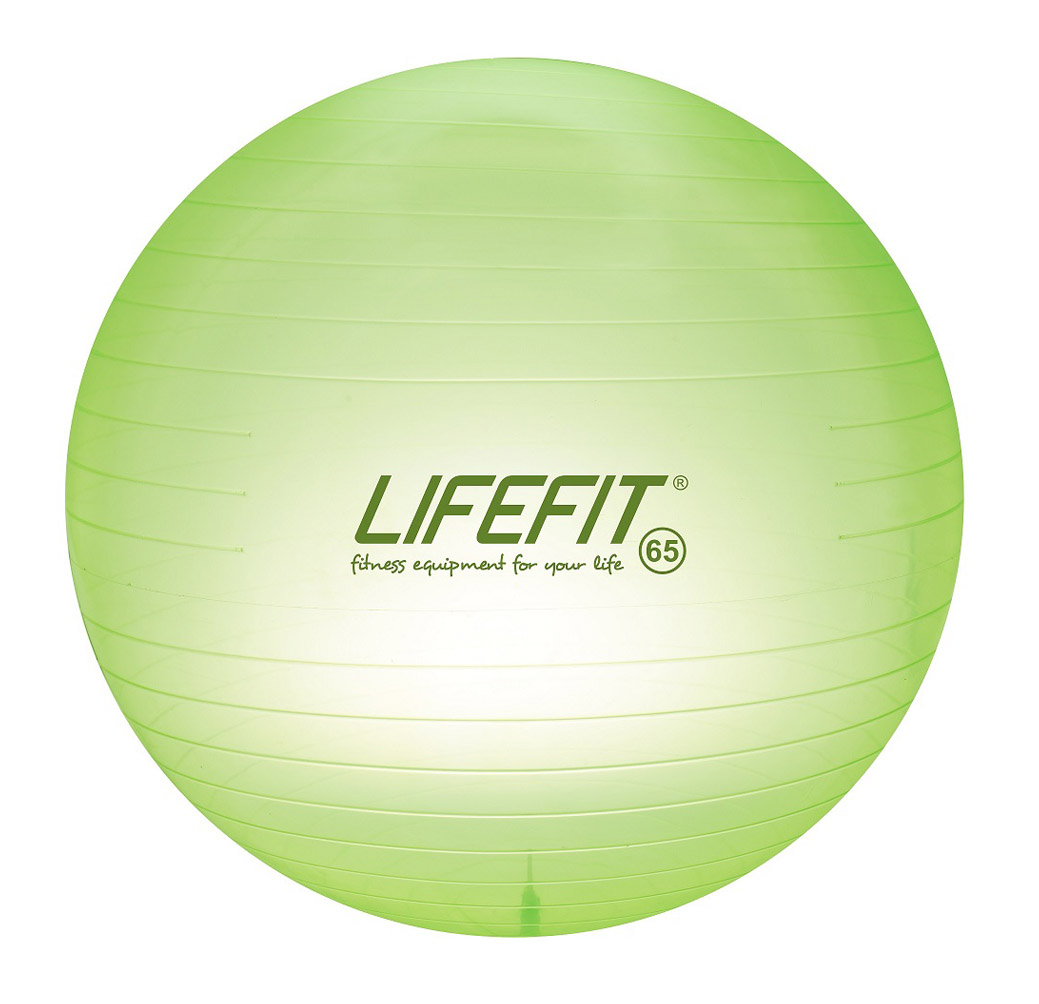 Gymnastická lopta LIFEFIT TRANSPARENT 65 cm, sv. zelená