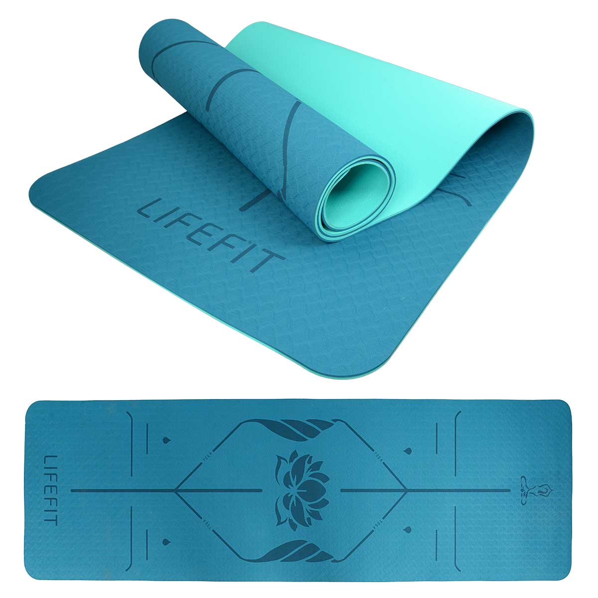  Podložka LIFEFIT YOGA MAT LOTOS DUO, 183x58x0,6cm, tyrkysová